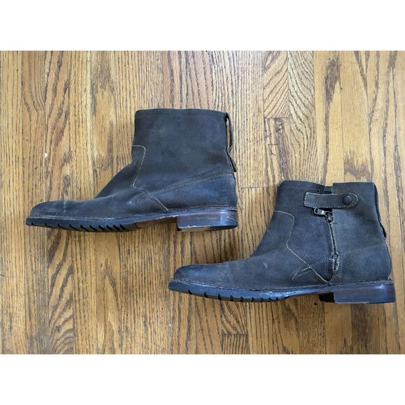 John Varvatos Collection Gray Leather Harness Zip Ankle Boots Shoes  Mens Size 8 main image 8